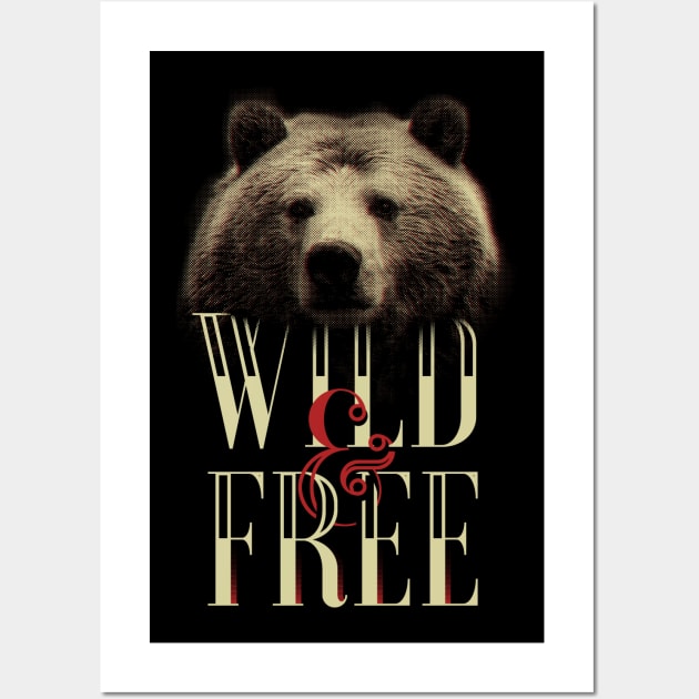 Wild & Free - Grizzly Bear Wall Art by MarinasingerDesigns
